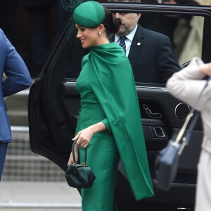 Meghan Markle, duchesse de Sussex - La famille royale d'Angleterre à son arrivée à la cérémonie du Commonwealth en l'abbaye de Westminster à Londres. Le 9 mars 2020.