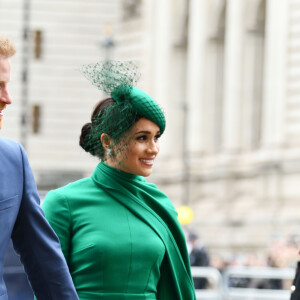 Le prince Harry, duc de Sussex, et Meghan Markle, duchesse de Sussex - La famille royale d'Angleterre à son arrivée à la cérémonie du Commonwealth en l'abbaye de Westminster à Londres. Le 9 mars 2020.