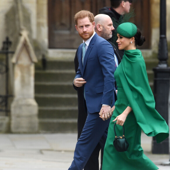 Le prince Harry, duc de Sussex, et Meghan Markle, duchesse de Sussex - La famille royale d'Angleterre à son arrivée à la cérémonie du Commonwealth en l'abbaye de Westminster à Londres. Le 9 mars 2020.