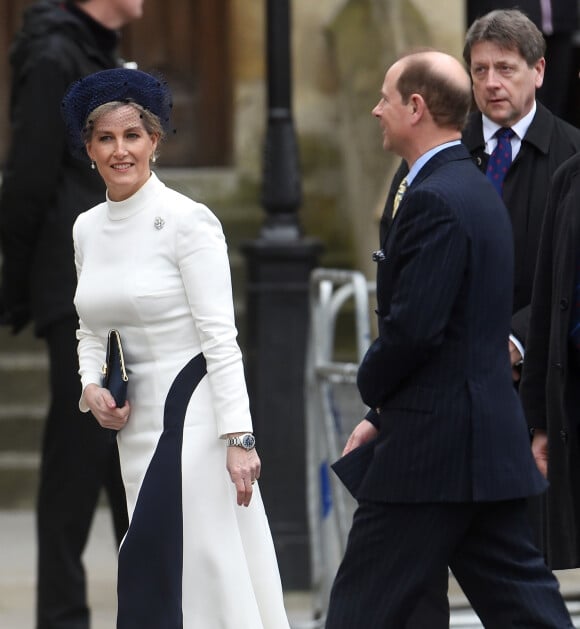 La comtesse Sophie de Wessex et le prince Edward, comte de Wessex - La famille royale d'Angleterre à son arrivée à la cérémonie du Commonwealth en l'abbaye de Westminster à Londres. Le 9 mars 2020.