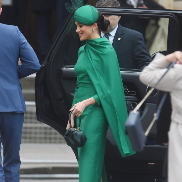 Meghan Markle, duchesse de Sussex - La famille royale d'Angleterre à son arrivée à la cérémonie du Commonwealth en l'abbaye de Westminster à Londres. Le 9 mars 2020.