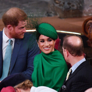 Le prince Harry, duc de Sussex, Meghan Markle, duchesse de Sussex et le prince Edward, comte de Wessex - La famille royale d'Angleterre lors de la cérémonie du Commonwealth en l'abbaye de Westminster à Londres. Le 9 mars 2020.