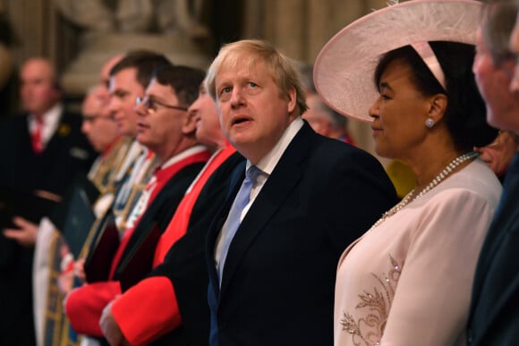 Le premier ministre britannique Boris Johnson - La famille royale d'Angleterre lors de la cérémonie du Commonwealth en l'abbaye de Westminster à Londres. Le 9 mars 2020.