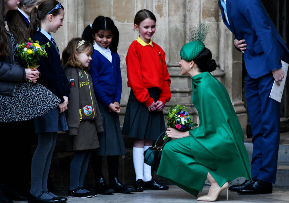 Meghan Markle, duchesse de Sussex - La famille royale d'Angleterre à la sortie de la cérémonie du Commonwealth en l'abbaye de Westminster à Londres. Le 9 mars 2020.