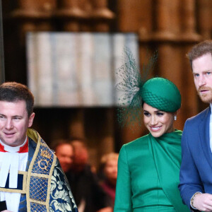 Meghan Markle, duchesse de Sussex, et le prince Harry, duc de Sussex - La famille royale d'Angleterre à la sortie de la cérémonie du Commonwealth en l'abbaye de Westminster à Londres. Le 9 mars 2020.