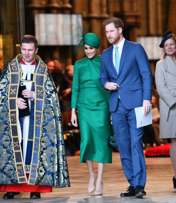 Meghan Markle, duchesse de Sussex, et le prince Harry, duc de Sussex - La famille royale d'Angleterre à la sortie de la cérémonie du Commonwealth en l'abbaye de Westminster à Londres. Le 9 mars 2020.