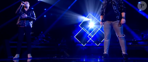 Enzo et Emmanuel s'affrontent lors des battles de The Voice 2020 - Talents de Lara Fabian. Emission du 14 mars 2020, TF1