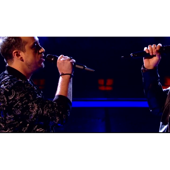 Enzo et Emmanuel s'affrontent lors des battles de The Voice 2020 - Talents de Lara Fabian. Emission du 14 mars 2020, TF1