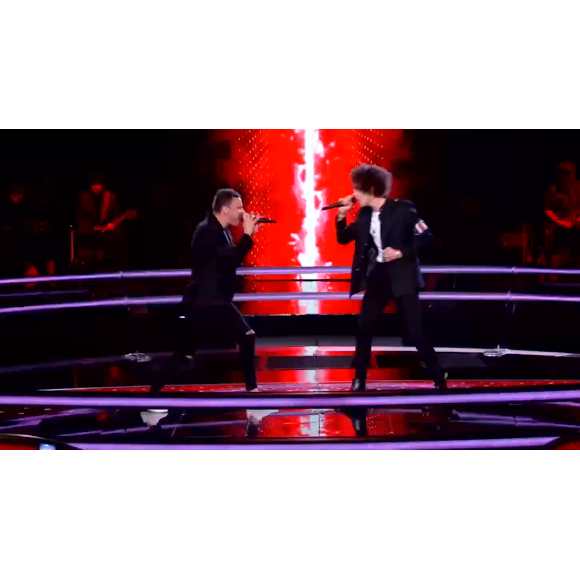 Kaël et Michaël s'affrontent lors des battles de The Voice 2020 - Talents de Marc Lavoine. Emission du 14 mars 2020, TF1