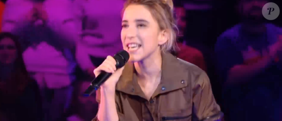 Gustine et Maxim s'affrontent lors des battles de The Voice 2020 - Talents de Lara Fabian. Emission du samedi 14 mars 2020, TF1