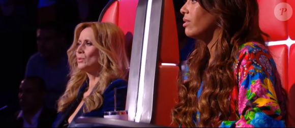 Rhiad et Mareva s'affrontent lors des battles de The Voice 2020 - Talents de Amel Bent. Emission du samedi 14 mars 2020, TF1