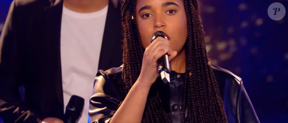 Rhiad et Mareva s'affrontent lors des battles de The Voice 2020 - Talents de Amel Bent. Emission du samedi 14 mars 2020, TF1