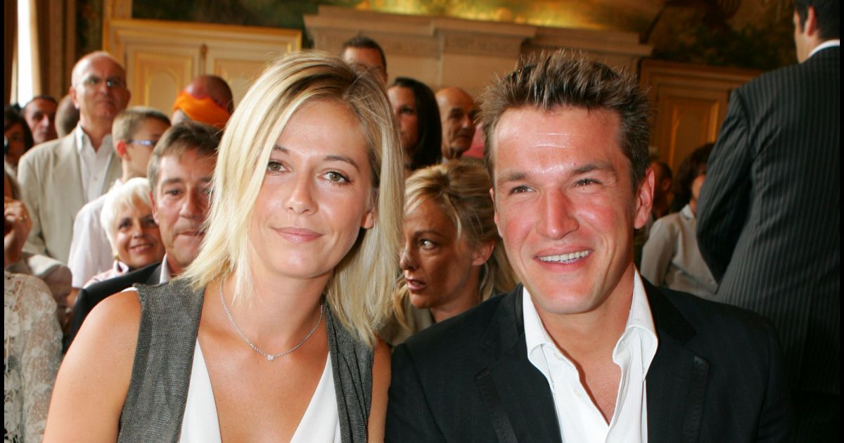 Benjamin Castaldi et Flavie Flament au mariage de Mimie Mathy en la mairie de Neuilly Sur Seine ...