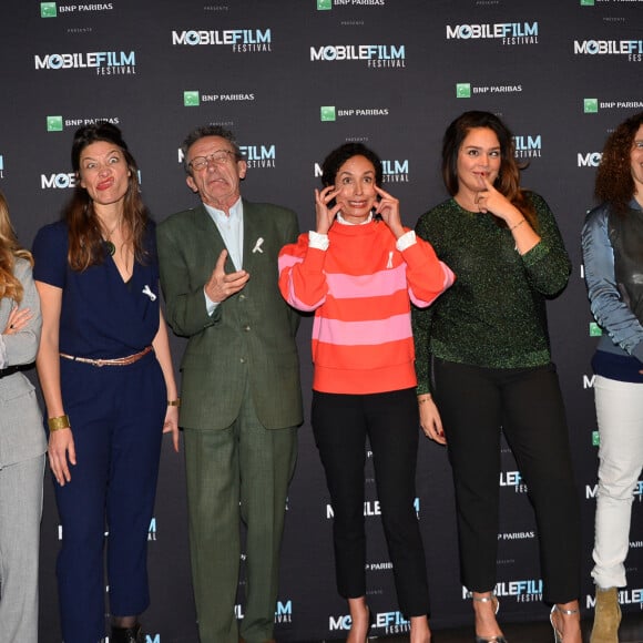 Ruben Alves, Alice David, Anne-Sophie Bion, Patrice Leconte, Amelle Chahbi, Lola Dewaere, Céline Kamina et Stéfi Celma - Projection de la sélection officielle et remise des prix lors du Mobile Film Festival au cinéma MK2 Bibliothèque à Paris, le 13 mars 2018. © Veeren/Bestimage