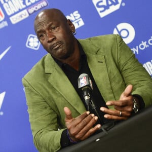 Michael Jordan lors de la conférence de presse du match de NBA Paris 2020 entre les Bucks de Milwaukee et les Charlotte Hornets à l'AccorHotels Arena à Paris le 24 janvier 2020. © JB Autissier / Panoramic / Bestimage