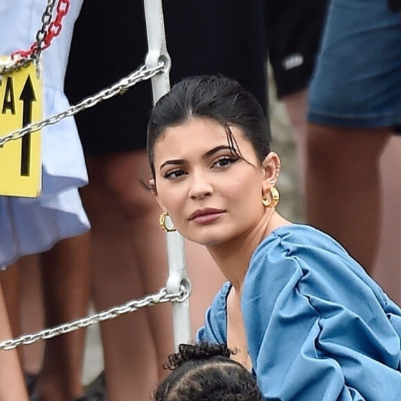 Exclusif - Kylie Jenner, son compagnon Travis Scott et leur fille Stormi Webster sont allés se promener dans le village de pêcheurs de Portofino, Italy, le 12 août 2019.