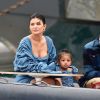Exclusif - Kylie Jenner, son compagnon Travis Scott et leur fille Stormi Webster sont allés se promener dans le village de pêcheurs de Portofino, Italy, le 12 août 2019.