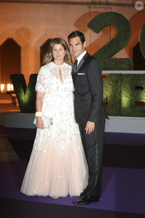 Roger Federer et sa femme Mirka - Dîner des champions du tournoi de Wimbledon à Londres le 16 juillet 2017.