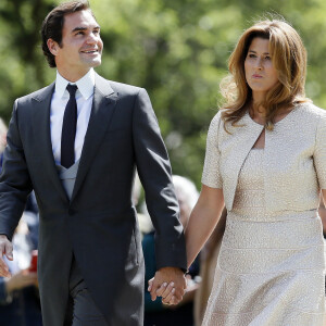 Roger Federer et sa femme Miroslava Vavrinec - Arrivée des invités au mariage de Pippa Middleton et James Matthew, en l'église St Mark en Angleterre, le 20 mai 2017.