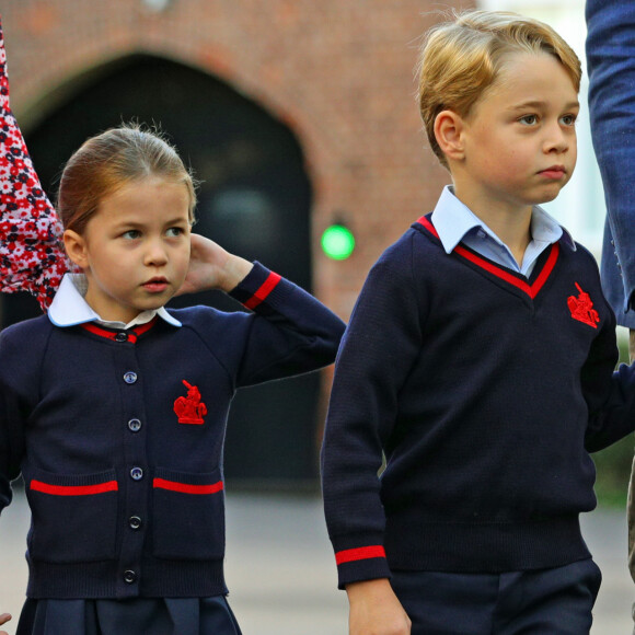 Le prince William, duc de Cambridge, et Catherine (Kate) Middleton, duchesse de Cambridge, accompagnent le prince George et la princesse Charlotte pour leur rentrée scolaire à l'école Thomas's Battersea à Londres, Royaume Uni, le 5 septembre 2019.