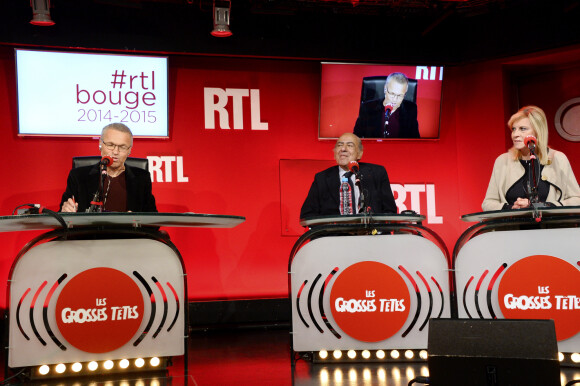 Laurent Ruquier, Pierre Benichou et Chantal Ladesou - Conférence de rentrée de RTL à Paris. Le 4 septembre 2014