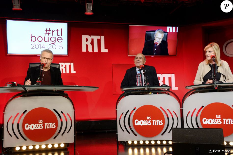 Laurent Ruquier, Pierre Benichou et Chantal Ladesou - Conférence de rentrée de RTL à Paris. Le 4 septembre 2014