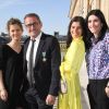 Exclusif - Christophe Dechavanne en famille avec ses filles Pauline et Ninon et sa compagne Elena Foïs - Christophe Dechavanne reçoit le grade d'Officier des Arts et des Lettres au Ministère de la Culture à Paris le 15 mai 2019. © Coadic Guirec / Bestimage