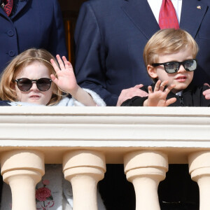La princesse Gabriella et le prince Jacques de Monaco avec leurs parents le prince Albert et la princesse Charlene lors de la procession de Sainte Dévote à Monaco le 27 janvier 2020. © Claudia Albuquerque / Bestimage