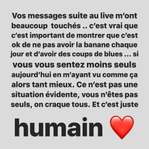 Iris Mittenaere rassure ses fans après son coup de blues sur Instagram, le 12 avril 2020.