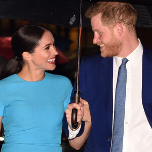 Le prince Harry, duc de Sussex, et Meghan Markle, duchesse de Sussex arrivent à la cérémonie des Endeavour Fund Awards au Mansion House à Londres, Royaume Uni, le 5 mars 2020.