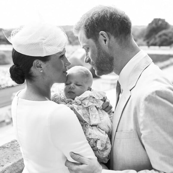 Le prince Harry et Meghan Markle lors du baptême de leur fils Archie sur Instagram, le 6 juillet 2019.