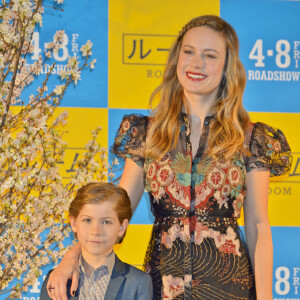 Brie Larson et Jacob Tremblay lors de la conférence de presse du film "Room" au The Ritz-Carlton à Tokyo, le 22 mars 2016.