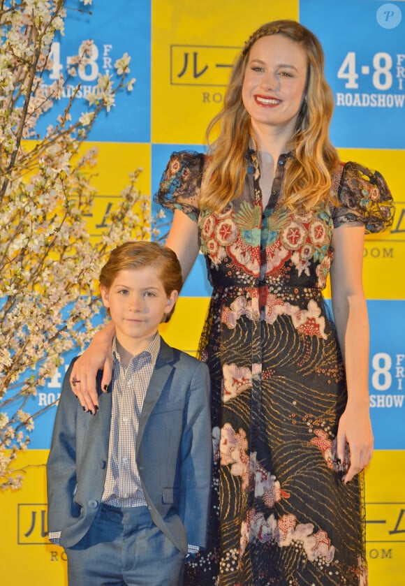 Brie Larson et Jacob Tremblay lors de la conférence de presse du film "Room" au The Ritz-Carlton à Tokyo, le 22 mars 2016.