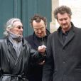 Daniel Cauchy et son fils Didier Cauchy en mars 2004 à Paris lors des obsèques de Philippe Lemaire, avecc qui il avait joué dans Quand tu liras cette lettre de Jean-Pierre Melville.