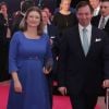 La princesse Stéphanie de Luxembourg, enceinte, assistait avec son mari le prince Guillaume, grand-duc héritier de Luxembourg, au 75e anniversaire de l'Oeuvre Nationale de Secours Grande-Duchesse Charlotte le 23 janvier 2020 à l'European Convention Center à Luxembourg.