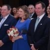 La princesse Stéphanie de Luxembourg, enceinte, assistait avec son mari le prince Guillaume, grand-duc héritier de Luxembourg, au 75e anniversaire de l'Oeuvre Nationale de Secours Grande-Duchesse Charlotte le 23 janvier 2020 à l'European Convention Center à Luxembourg.