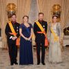 Le prince Guillaume de Luxembourg, son épouse la princesse Stéphanie, enceinte de leur premier enfant, le grand-duc Henri de Luxembourg et la princesse Alexandra au palais grand-ducal à Luxembourg, le 16 janvier 2020, pour la réception du Nouvel An.