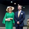 Le prince Guillaume de Luxembourg et la comtesse Stéphanie de Lannoy à l'aéroport de Luxembourg attendent l'arrivée du couple royal des Pays-Bas. Le 23 mai 2018