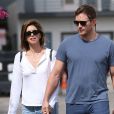 Chris Pratt se promène avec sa femme Katherine Schwarzenegger et son fils Jack Pratt dans le quartier de Pacific Palisades à Los Angeles, le 22 septembre 2019