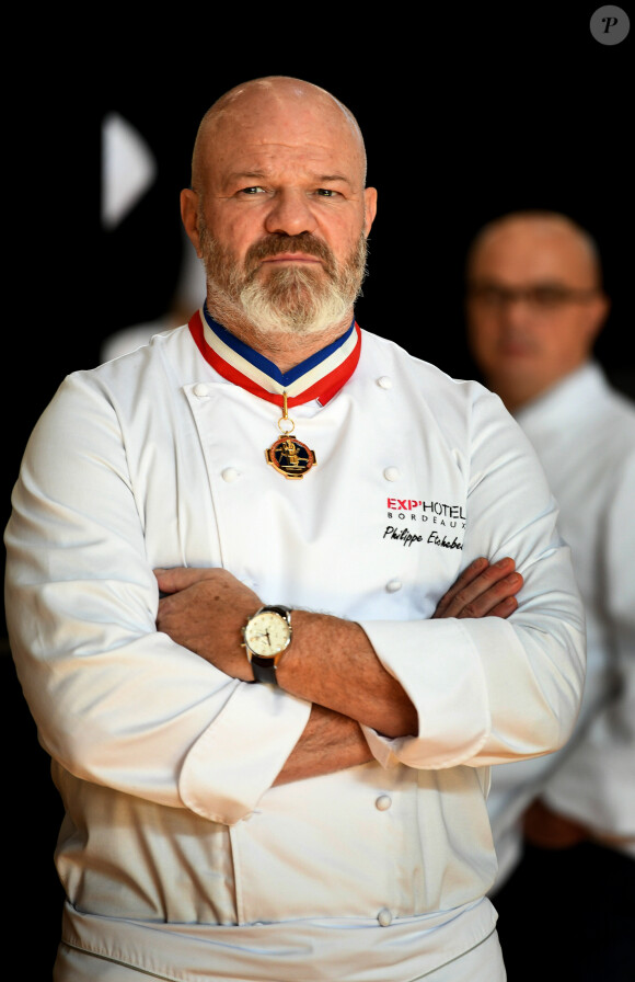 Exclusif - Philippe Etchebest préside le salon français de la restauration "Expotel" à Bordeaux. Il dirige aussi la journée des chefs et sa compétion regroupant 22 Etoiles sur l'évènement, le 25 Novembre 2019. © Patrick Bernard/ Bestimage