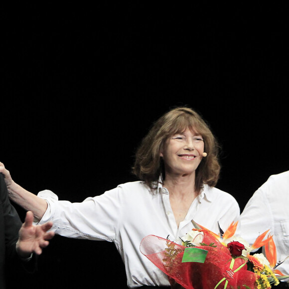 Michel Piccoli, Jane Birkin et Hervé Pierre revisitent les poèmes de Gainsbourg au théâtre Liberté à Toulon le 11 novembre 2014.