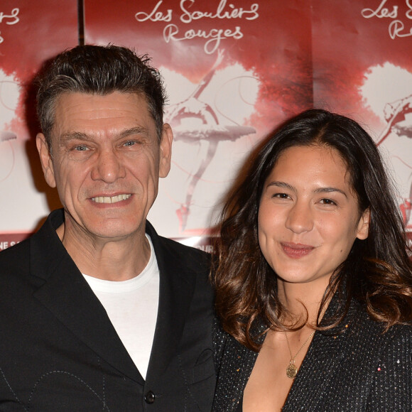 Marc Lavoine et sa compagne Line Papin au photocall de la générale de presse du spectacle musicale "Les Souliers Rouges" aux Folies Bergères à Paris, France, le 4 février 2020. © Veeren/Bestimage