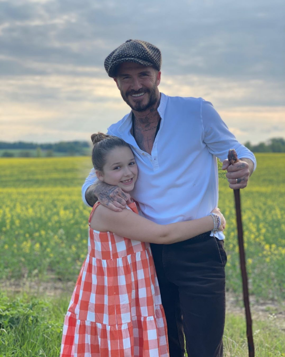 David Beckham et sa fille Harper. Mai 2020.