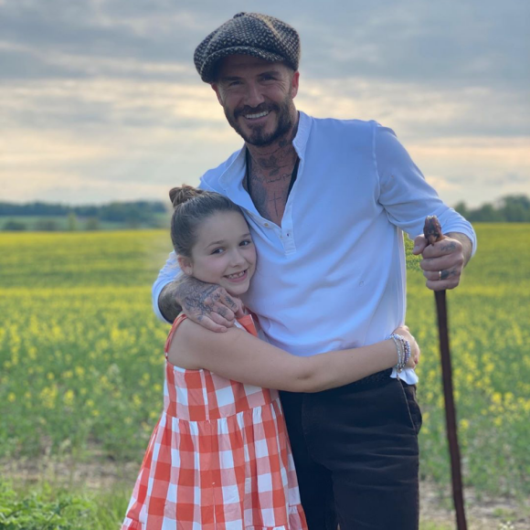 David Beckham et sa fille Harper. Mai 2020.