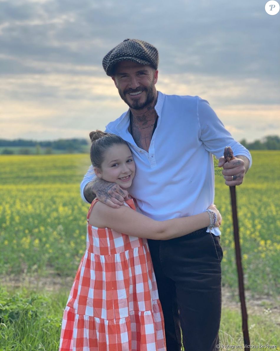 David Beckham et sa fille Harper. Mai 2020. Purepeople