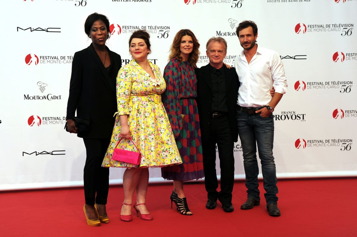 Photo : Jessy Ugolin, Emilie Gavois Kahn, Gwendoline Hamon, Dominique Pinon  et Alexandre Varga au photocall de la cérémonie douverture du 56ème  Festival de télévision de Monte-Carlo, le 12 juin 2016. ©