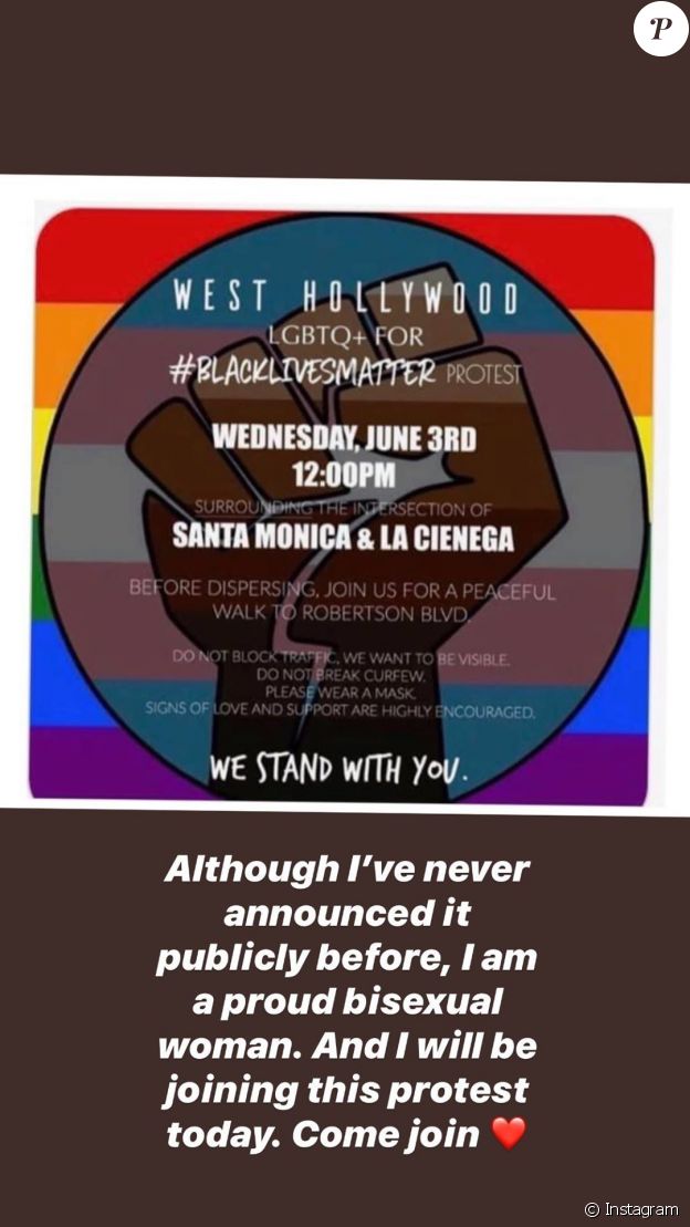 Lili Reinhart fait son coming-out bisexuel et appelle la communauté LGBTQ à aller manifester pour Black Lives Matter, le 2 juin 2020 sur Instagram.
