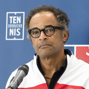 Yannick Noah annonce la liste des 6 joueurs sélectionnés pour la finale de la Coupe Davis lors d'une conférence de presse au siège de la Fédération Française de Tennis à Paris, le 14 novembre 2017. © Pierre Perusseau / Bestimage