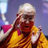 Le Dalaï Lama lors d'une lecture pour la Campagne internationale pour le Tibet à Rotterdam, à l'occasion de sa visite de 4 jours aux Pays-Bas. Le 17 septembre 2018.