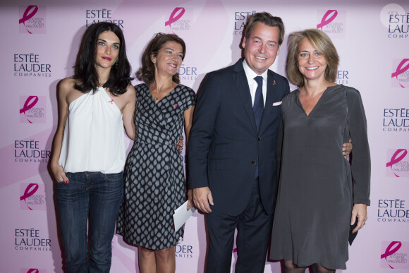 Pauline delpech, Marielle Fournier et Henk van der Mark (Président d'Estée Lauder France) - Lancement de la campagne de sensibilisation "Octobre Rose" pour la recherche contre le cancer du sein au Palais National de Chaillot avec l'illumination de la Tour Eiffel en rose, à Paris le 7 Octobre 2014.